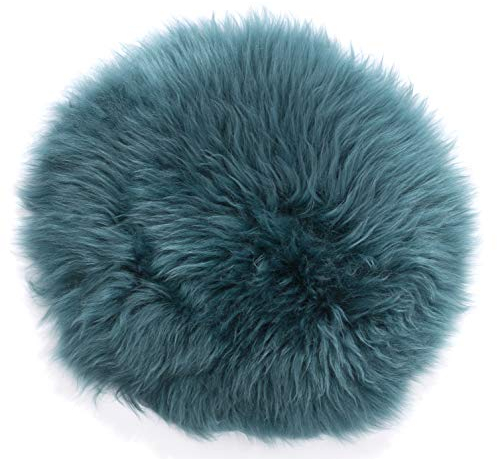 H.O.C.K. Fell-Sitzauflage Sitzkissen rund/eckig flauschig Indoor (rund Ø34cm, Petrol)