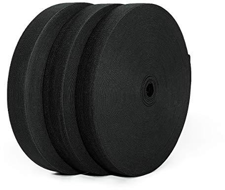 40 Metros de Goma Elástica de Costura, Disponible en Varios Anchos, Cinta Elástica para Coser, Cinta Elástica Ancha, Goma para Coser y Manualidades, Goma para Ropa, (Negro, 20mm)