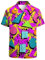 80er Jahre Hemden für Herren 90er Jahre Hemden 80er 90er Jahre Hawaiihemd Lustiges Sommer 90er Jahre Party Shirt Retro Button Up Shirt 80er Jahre Herren Kleidung, Retro 80er 90er Memphis1, L