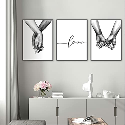 Poster Set Wandbilder, 3 Stück Modern Schwarz Weiß Love Bilder Wandbilder Posterset, Ohne Rahmen, Dekoration für Wohnzimmer, Schlafzimmer, Wohnzimmer (40 x 50 cm)
