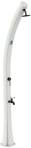 Sined Sole Bianca Douche Solaire chauffante Courbe en polyéthylène HD avec Lave-Pieds, Blanc
