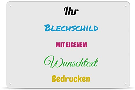 PR Print Royal Blech-Schild selbst gestalten - Metall-Poster mit Text bedrucken - verschiedene Hintergründe, Schild A3, Querformat I Personalisiertes Geschenk