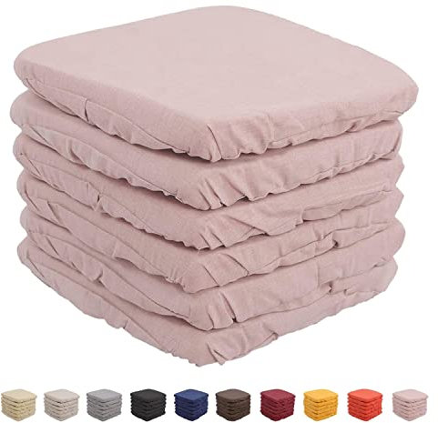 Set 6 Cuscini Sedia Vesto Con Elastico da Schienale Comodi Made in Italy in Cotone Imbottiti e Spessi 6 Cm (6 Cipria)