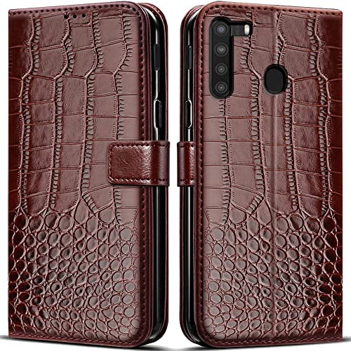 PKQTOP Hülle für Samsung Galaxy A21 Handyhülle,Klappbar Tasche Case,Standfunktion,Kartenfach,Silikon Bumper,Stoßfeste Schutzhülle Cover für Samsung Galaxy A21