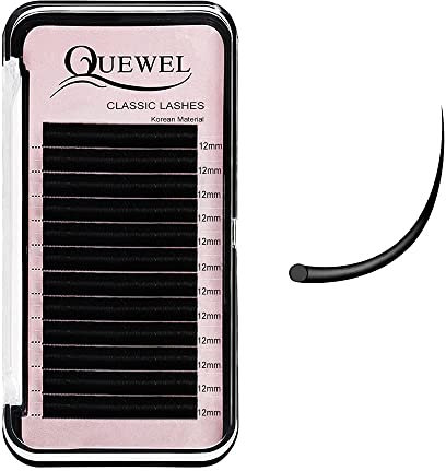 Extension Cils Individuel 0.07 Épaisseur D Curl 12mm Professionnel Eyelash Extensions Extension de Cils Classique Doux Noir Faux Cils en Soie (0.07-D-12mm)