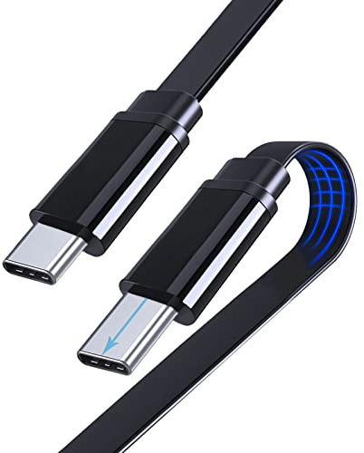 UNIDOPRO Cable Plano USB C a USB C PD Carga Rápida 60W 3A Tipo C [10mm Conector] para OUKITEL WP20 WP18 WP17 WP10 WP5 Pro RT1 Tablet;Doogee S98 S97 S96 S95 S86 S59 S58 S88 Plus/Pro Móvil Resistente