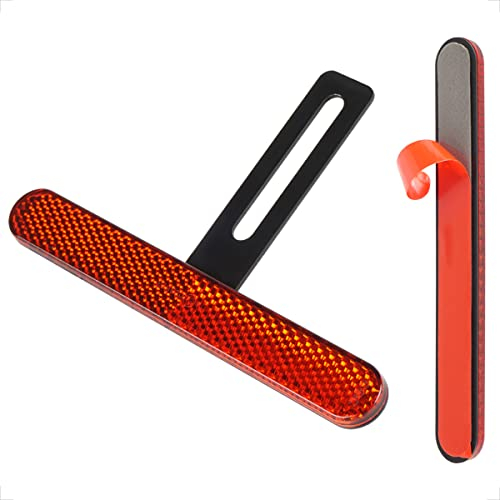 evermotor Universal Motorrad E4 Reflektor hinten schmal rot mit Lange T-Halter Kennzeichen Rückstrahler Katzenauge Roller Quad E-geprüft