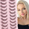 Parriparri Falsche Wimpern Cateye KüNstliche Wimpern NatüRlich Look 10 Paar Russian Strip Lashes D Curl Hybrid Strip Lashes Cat Eye Wiederverwendbar 3D Volumen Wimpern Fake Lashes Wispy Eyelashes