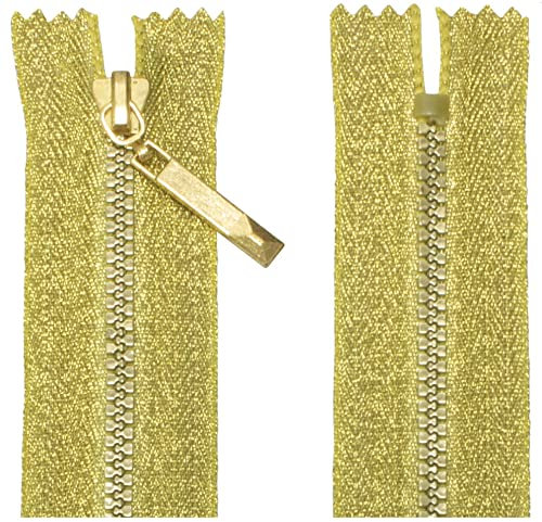 Aerzetix - C63857 - Set di 10 Cerniere Lampo con Denti in plastica iniettata N°3 18cm Non separabili - cursore in Metallo - Colore Dorato - Abbigliamento Cucito merceria Giacca