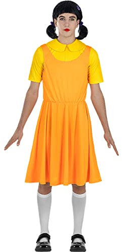 Funidelia | Squid Game Puppe Kostüm Offiziell Netflix für Damen Kostüm für Erwachsene & Verkleidung für Partys, Karneval & Halloween - Größe S - M - Orange