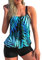 Minetom Maillot de Bain 2 Pièces Femme Tankini Ensembles Maillots Push Up Bikini Set Imprimé sans Manches Débardeur et Short F Vert XL