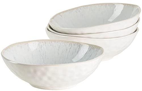MÄSER Frozen, Müslischalen Set mit gesprenkelter Glasur und organischer Formgebung, 4 Keramikschalen im aufregenden Vintage Look, Steinzeug, Weiß, 550