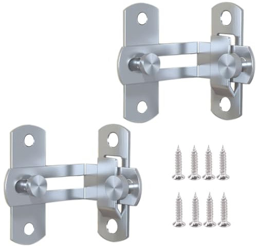 Barn Door Padlock, 90 Degree Right Angle Latch Latch Door Lock Bend Latch Slide Lock (Silver, 3'')