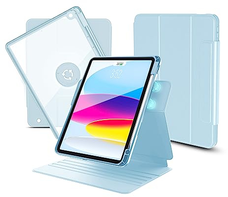 nimin iPad 9./8./7. Generation Hülle 10.2 Zoll, mit doppelmagnetisches Design, 11 verschiedenen Nutzungsmodi - 360° drehbare Lederhülle mit Stifthalter