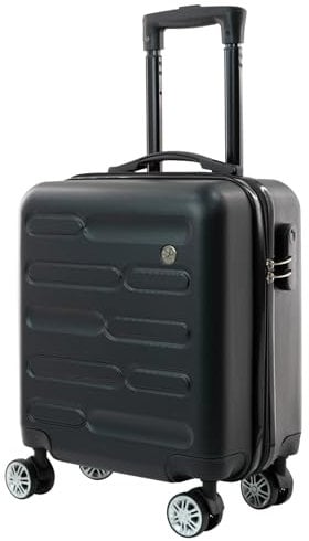 SA Products Black Cabin Suitcase 45x36x20cm - Lightweight Hardshell Carry On Luggage with 4 Spinner Wheels, Telescopic Handle - Cabin Bag with Divider Pocket, Travel Case with Spacious Interior