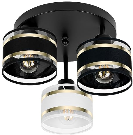 alfalux Deckenlampe Mit 3 Lampenschirmen Moderne LED Deckenleuchte Leuchte Lampe Wohnzimmerlampe Schlafzimmerlampe Kinderzimmer Wohnzimmer Schlafzimmer Badezimmer Küche Deckenleuchten TI-3030SC-SCWESC