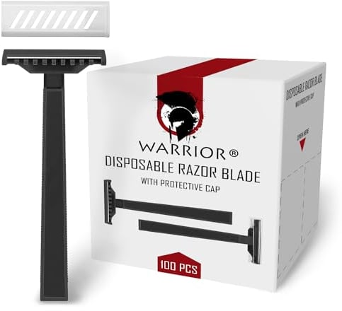 Rasoio Usa e Getta WARRIOR TATTOO Nero Monouso Lama in acciaio per la Pulizia di Uomini/Donne corpo e Viso (NERO-100PZ)