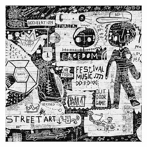 Bilderwelten Fototapete Jugendzimmer Abstract Graffiti Art Schwarz Weiß 288 x 288 cm Vlies-Tapete XXL Smart Wandtapete Wanddekoration Schlafzimmer