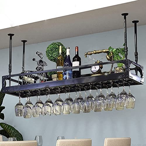 Calici Portabottiglie Rustico, Altezza E Spaziatura Regolabili, Portabottiglie in Ferro Battuto A Soffitto, Portabottiglie Vintage, Portaoggetti Decorativo Bar Ristoranti (Dimensioni : 60cm)