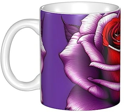 STejar Fuchsia Rose Ceramic Tea Mug Coffee Mug, Men's and Women's Tea Mugs for Office and Home with Handle, Camping Mug.11 oz.