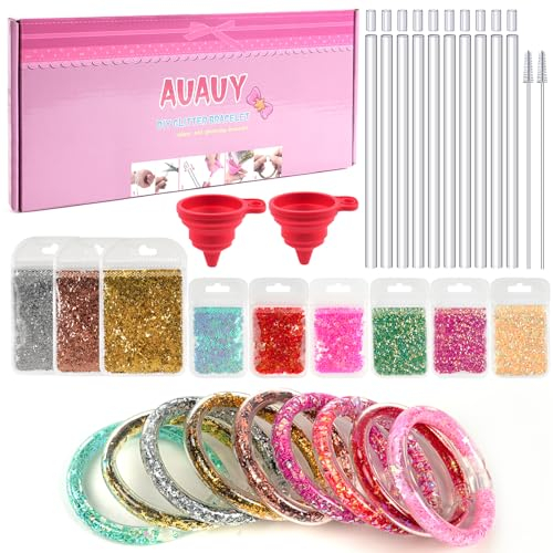 AUAUY Freundschaftsarmband-Machsets für Mädchen, Glitzer Armbänder Spielzeug Geburtstagsgeschenke für Mädchen, DIY Schmuckherstellung-Sets, Bastelset für Mädchen im Alter von 5-12 Jahren (A)