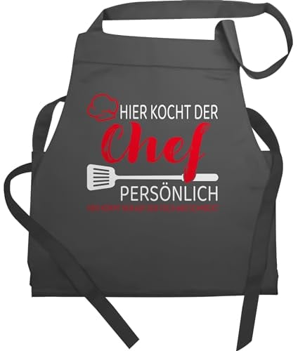 Shirtracer Schürze - Kochschürze - Herren 1 - Hier kocht der Chef persönlich I Geschenk Männer Lustig Küche I Koch I Hobbykoch - 60x87 - Anthrazit - persönliche küchenschürze weihnachtsgeschenke