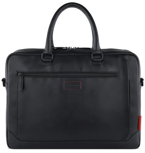 bugatti Clark Aktentasche mit 15 Laptopfach aus hochwertigem Leder in Schwarz