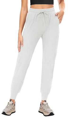 CAMPSNAIL Jogginghose Damen Lang Sporthose Atmungsaktiv Freizeithose Sweatpants Joggpants Weich Hosen für Fitness Yoga Freizeit Weiß XL
