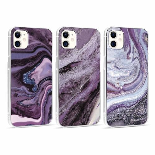 Foonary 3 Stück Hülle für Apple iPhone 11 6,1, Handyhülle mit Muster Mädchen Aesthetic Marmor Marmor Muster Motiv Design Case, Silikon Schutzhülle Cover für iPhone 11, Marmor 09