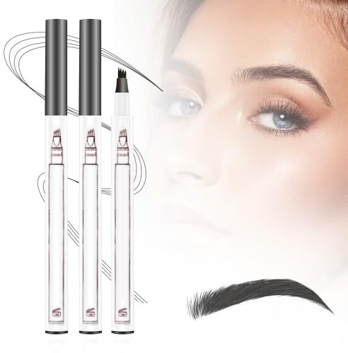 New Waterproof Brow Pencil With Micro-Fork Tip,2024 Neue Wasserfester Langanhaltender Dark 4 Micro-fork Tip Brow Pencil Microblading für 3D Eyebrow Augen-Make-up (2 * Dunkelgrau)