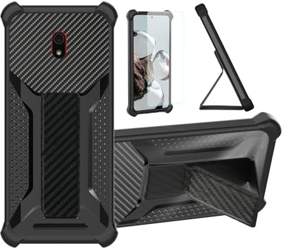 Aroepurt Hülle Für Redmi 8a Hülle Case Handyhülle Schutzhülle Cover [mit gehärtetem Glas-Screen-Protector] Hybrid [Folding Support Magnetic] [Frosted Anti-Fingerprint] Schwarz