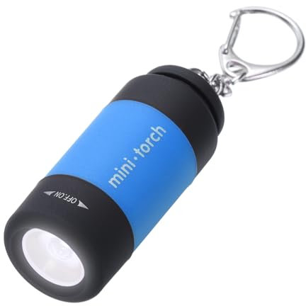 PATIKIL Mini Keychain Flashlight, Pocket LED Flashlight Portable Torch USB Rechargeable for Outdoor Camping Party, Light Blue