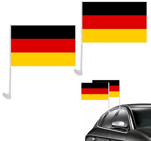 Autofahne,2 Stück Autofahne Deutschland,Autoflagge,Autofensterfahnen,30x45cm Deutschland Flagge,Autofensterflagge,Fanartikel für Fußball,2024 Deko