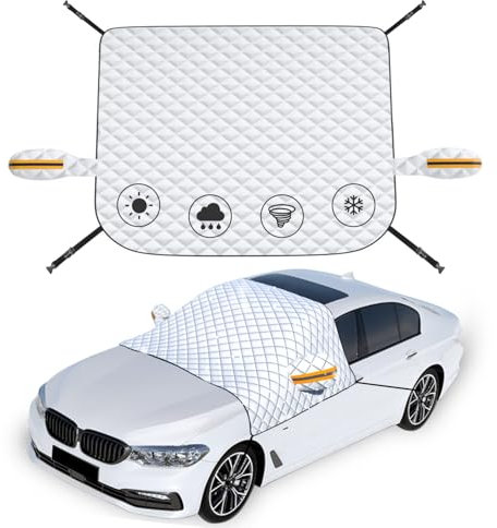 Car Windscreen SunShade Snow Cover, Frost Protector Waterproof with Mirror Covers for Car SUV, Large Heavy Duty Windshield Covers for Ice, Sun, UV Guard. 238 x 148cm