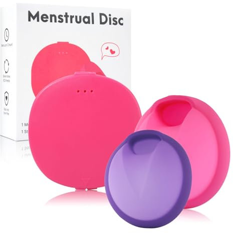 PATILWON Confezione da 2 dischi mestruali riutilizzabili, Femdisc in medicale, senza BPA, coppetta mestruale ad alta capacità, utilizzabile fino a 12 ore