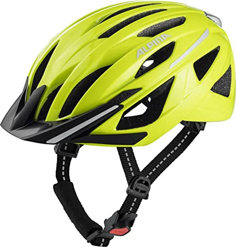 ALPINA HAGA - Stoßabsorbierender, Sicherer & Optimal Anpassbarer Urban Fahrradhelm Mit Integriertem LED-Licht Für Erwachsene, be Visible Gloss, M (51-56 cm)
