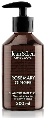 Jean & Len Feuchtigkeit Shampoo Rosemary & Ginger, für trockenes und sprödes Haar, mit Feuchtigkeitskomplex, würzig-frischer Duft von Rosmarin & Ingwer, ohne Parabene und Silikone, 300 ml