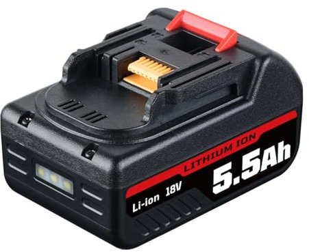 FERRYBOAT BL1860B Batterie de rechange 5,5 Ah 18 V pour Makita 18 V Lithium-Ion BL1860B BL1860 BL1830 BL1815 BL1860B BL1835 BL1845 BL1850 194205-3 LXT-400 avec batterie LED