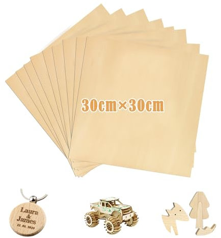 8-Pack Holz Handwerk Gravurmaterialien 3mm Sperrholz Blätter, sperrholz 30×30 CM Basswood, sperrholzplatte 3mm, holzplatten zum basteln, sperrholzplatten
