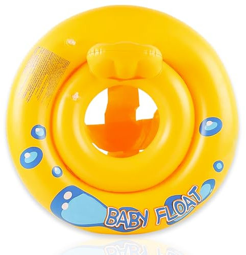 KEELYY Bouée Bébé, Anneau de Natation pour bébé, Bague de Natation avec Siège, Bouée Gonflable pour Flottant, Flotteur de Piscine pour bébés de 6 à 18 Mois,Jaune