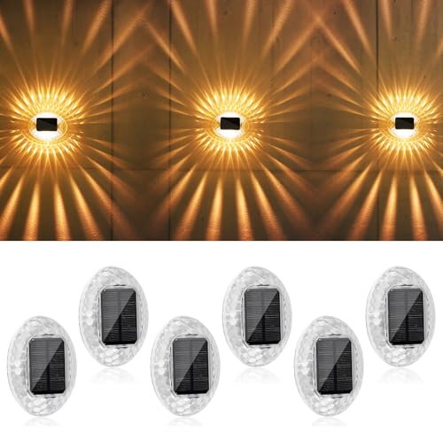 PAIRIER Solar Wandleuchte Außen, Solarlampe Wandlampen für Außen, 360° Beleuchtung Garten-Deko, IP44 Solar Außenleuchten für Zaun Balkon Garten Terrasse 6 Stück