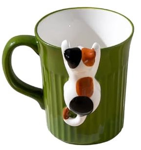 Tea Cup,Cups and Saucers Set Cartoon Cute Cat Ceramic Mug Creative Office Water Cup Home Breakfast Milk Cup Couple Afternoon Tea Coffee Cup Friend Gift(Green)