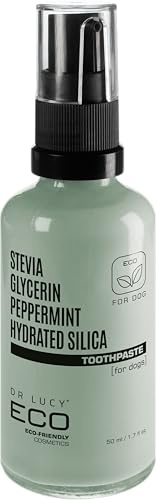 DR LUCY ECO Hunde-Zahnpasta, mit Stevia & hydratisierter Kieselsäure, entfernt Zahnstein, reduziert Plaque, schützt Zahnfleisch, sorgt für frischen Atem, 50 ml