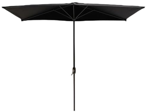 Sombrilla rectangular pequeña para patio, 2,5 x 1,3 m, duradera, con manivela, resistente para balcón, para espacios al aire libre, color negro