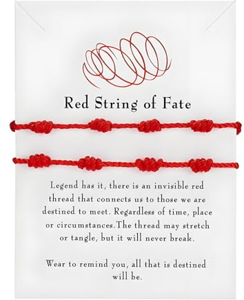 HUVZOR 2 Pièces Bracelet fil rouge, Amulette protection puissante, Réglable Kabbalah Bracelet Nœud Fil Bracelet, bracelet couple Bracelet rouge porte bonheur