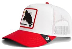 Goorin Bros Trucker-Kappe, Weiß und Rot, Adler Freedom Elgae Flip Side 2 The Farm