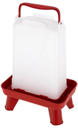 Kerbl Hobbyfarming Geflügeltränke mit Standfüßen 5,5l | 5,5 Liter, Rot/Weiß, 19 × 28 × 39,5 cm, robuste Geflügeltränke aus Kunststoff für Hühner und anderes Geflügel