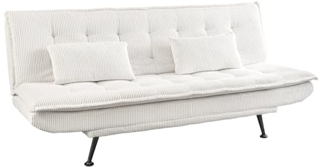 Riess Ambiente Modernes Schlafsofa Jazz - 190cm - beige - Cord 3-Sitzer Couch