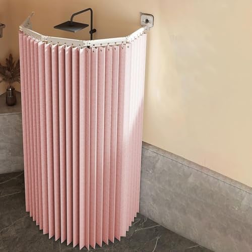 YSZBD Barre de Rideau de Douche Pliable à ventouses, d'angle Murale, Barre de Rideau de Douche à Angle réglable,L/U sans perçage(D, 5Folds)
