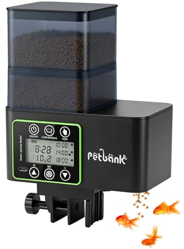Petbank Distributeur Nourriture Poisson 230/510mL, Distributeur Automatique Poisson avec Timer, Distributeurs de Nourriture Aquarium Rechargeable USB, Écran LCD – Distributeurs de Nourriture Aquarium
